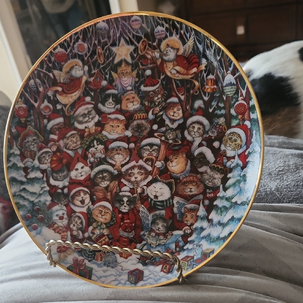 Santa Claws Collector Christmas Cat plate limited edition w/ dozens of cute cats